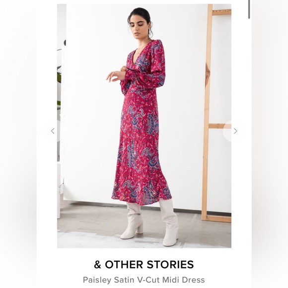 & Other Stories Pink Paisley Long Midi Dress Size 12 - Picture 7 of 11